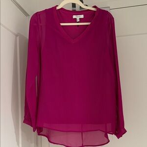 Elegant Fuchsia V-Neck Blouse